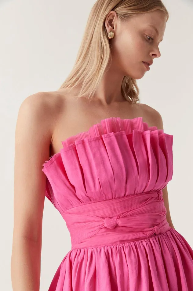 Whisper Layered Mini Dress Brilliant Pink Women Aje Pink Dresses