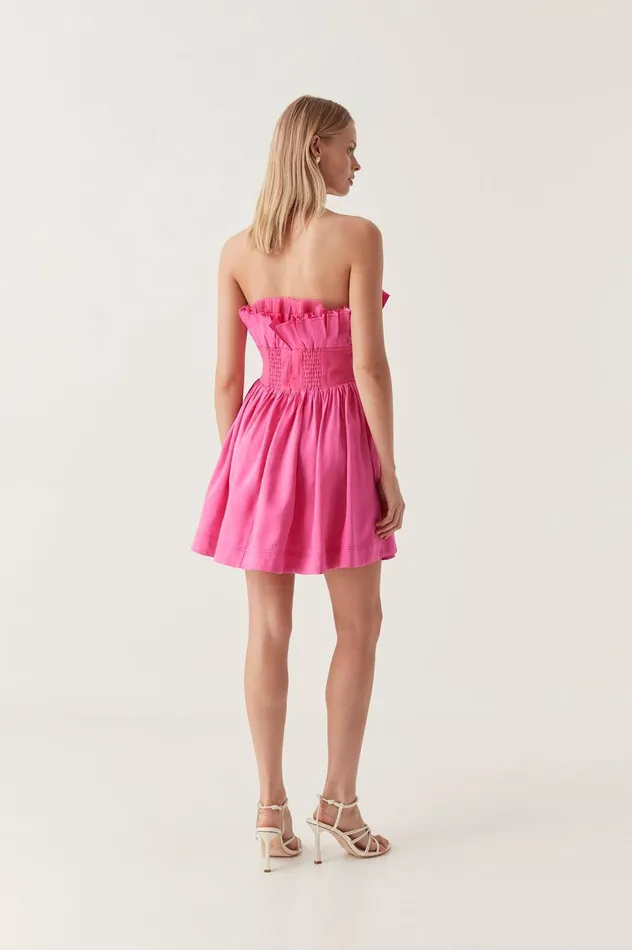 Whisper Layered Mini Dress Brilliant Pink Women Aje Pink Dresses