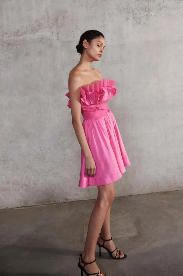 Whisper Layered Mini Dress Brilliant Pink Women Aje Pink Dresses