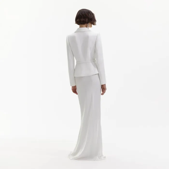 White Crepe Tailored Maxi Dress Women Self Portrait Dresses