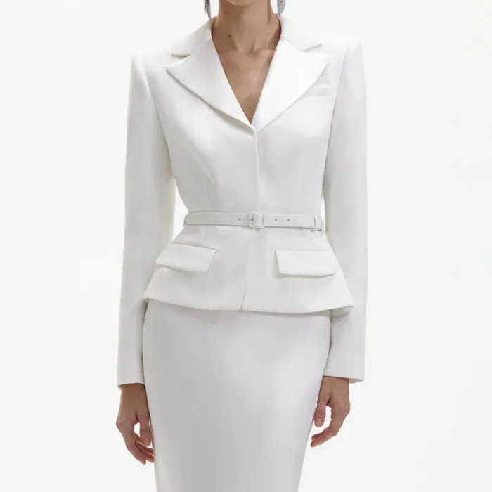 White Crepe Tailored Maxi Dress Women Self Portrait Dresses