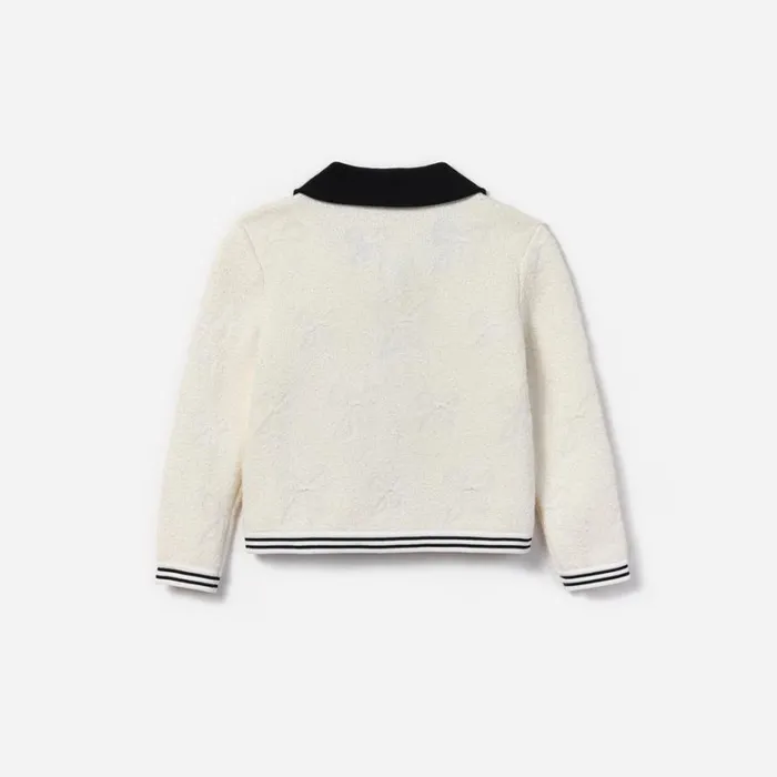 White Jacquard Cardigan Kids Self Portrait Knitwear