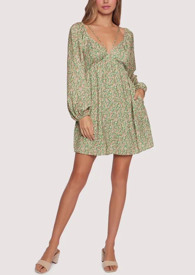 Wild Poppies Mini Dress Greenfloral Women Lost Wander Dresses