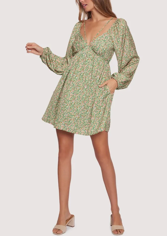 Wild Poppies Mini Dress Greenfloral Women Lost Wander Dresses