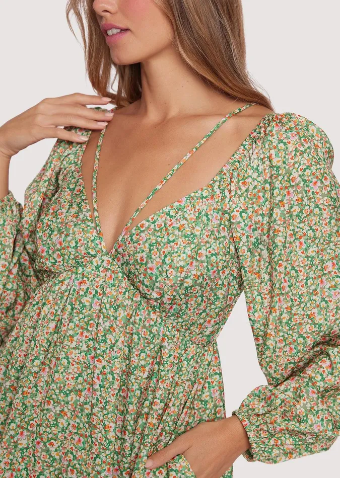 Wild Poppies Mini Dress Greenfloral Women Lost Wander Dresses
