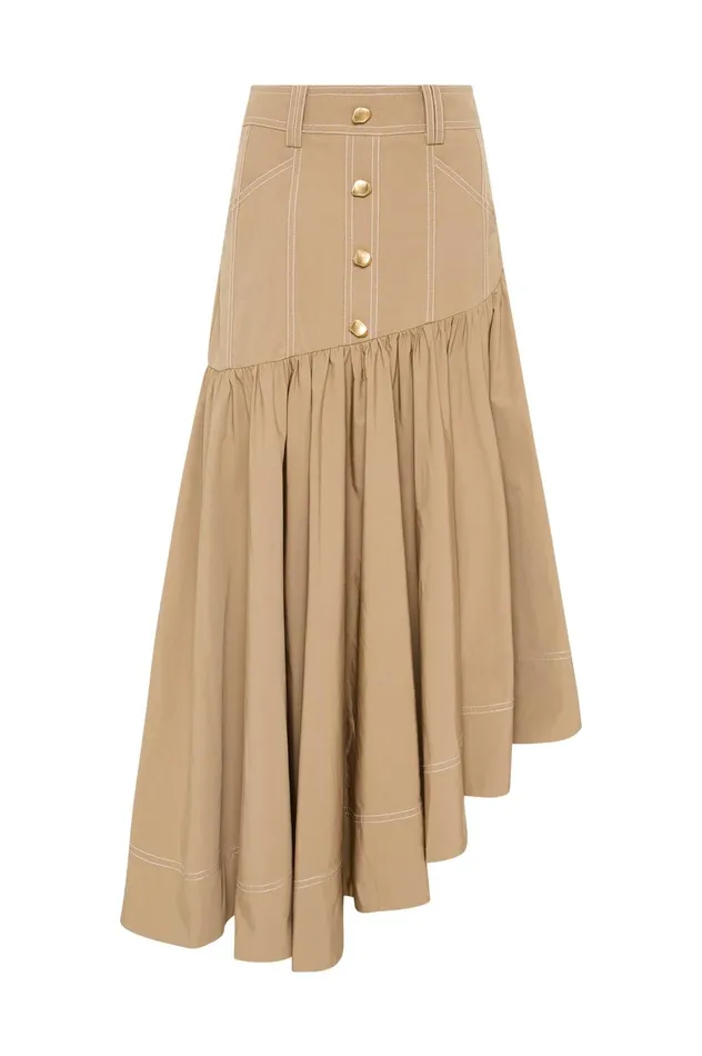 Willow Utility Midi Skirt Taupe Grey Women Aje Skirts