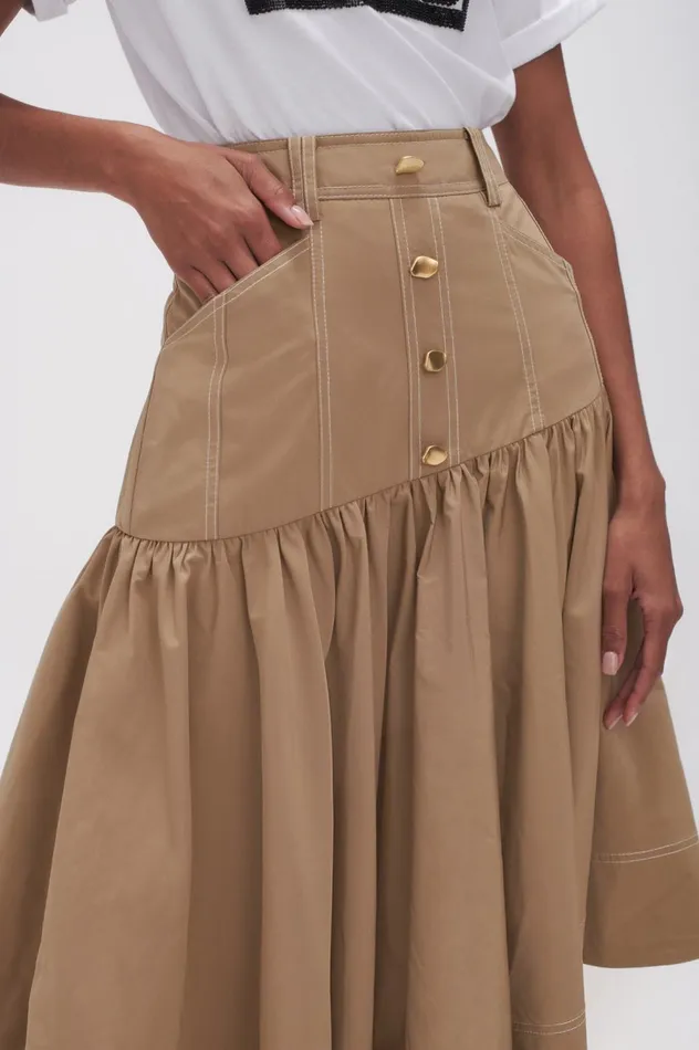 Willow Utility Midi Skirt Taupe Grey Women Aje Skirts