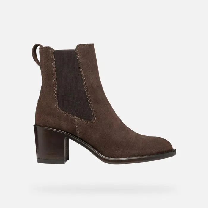 Woman Geox Ankle Boots FARNIA WOMAN Coffee Medium Heel Ankle Boots Coffee