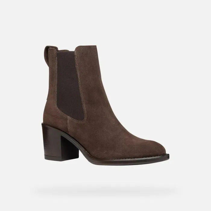 Woman Geox Ankle Boots FARNIA WOMAN Coffee Medium Heel Ankle Boots Coffee