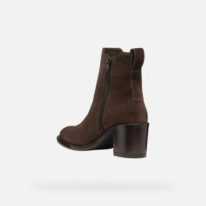 Woman Geox Ankle Boots FARNIA WOMAN Coffee Medium Heel Ankle Boots Coffee