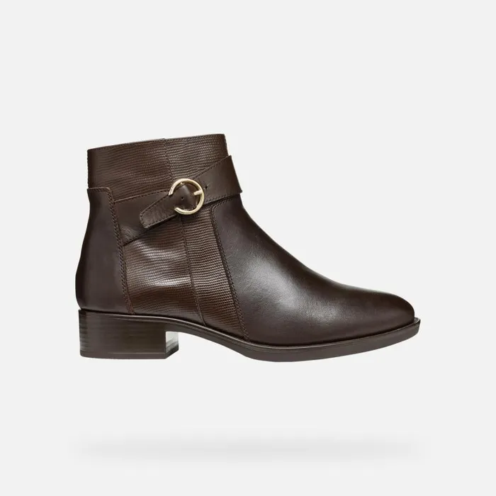 Woman Geox Ankle Boots FELICITY WOMAN Dark Brown Low Heel Ankle Boots Dark Brown