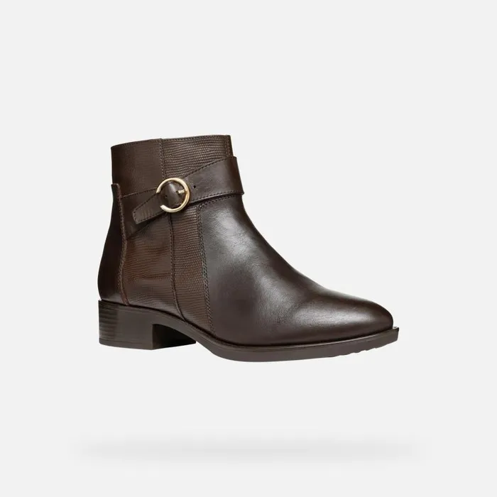 Woman Geox Ankle Boots FELICITY WOMAN Dark Brown Low Heel Ankle Boots Dark Brown