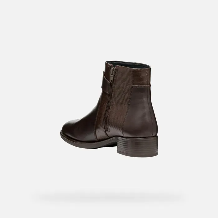 Woman Geox Ankle Boots FELICITY WOMAN Dark Brown Low Heel Ankle Boots Dark Brown