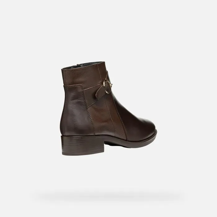 Woman Geox Ankle Boots FELICITY WOMAN Dark Brown Low Heel Ankle Boots Dark Brown
