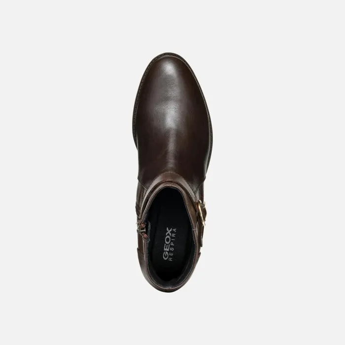 Woman Geox Ankle Boots FELICITY WOMAN Dark Brown Low Heel Ankle Boots Dark Brown