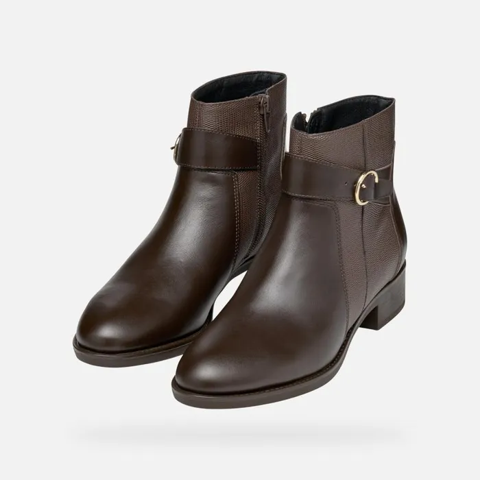 Woman Geox Ankle Boots FELICITY WOMAN Dark Brown Low Heel Ankle Boots Dark Brown