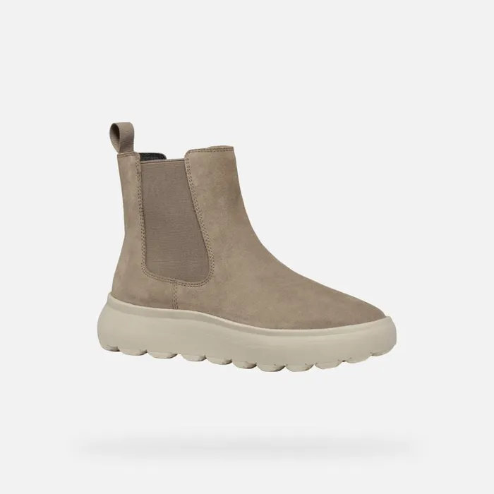 Woman Geox Ankle Boots SPHERICA EC41 WOMAN Taupe Chelsea Boots Taupe
