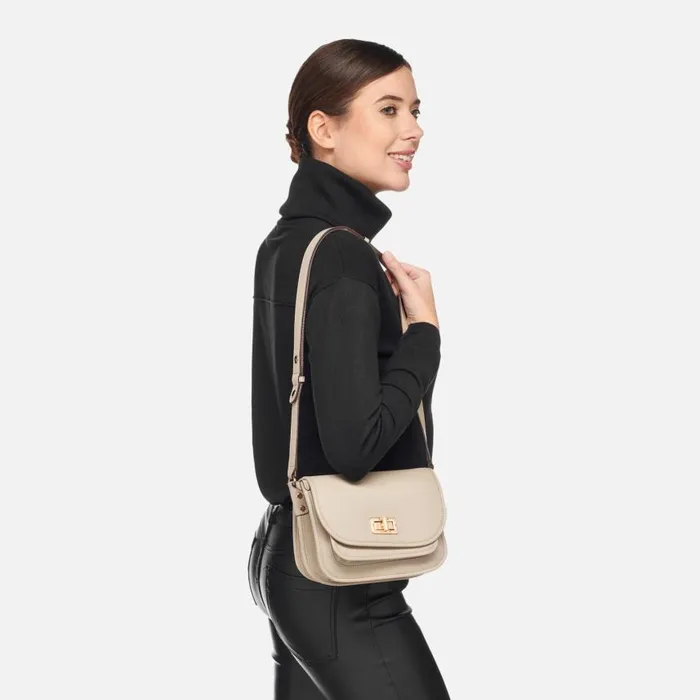 Woman Geox Bags FLAVRIE WOMAN Off White Crossbody Bag Off White