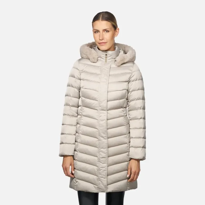 Woman Geox Down Jackets BETTANIE WOMAN String Fulllength Quilted Coat String