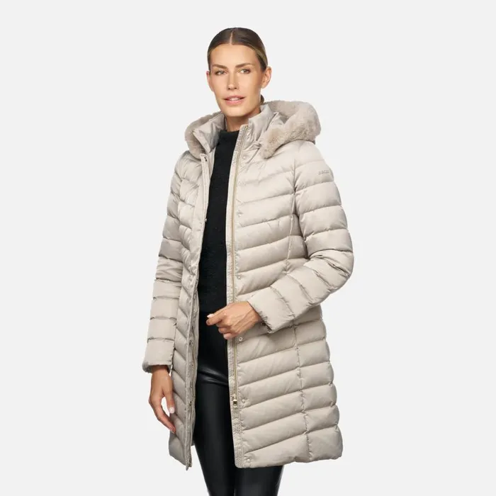 Woman Geox Down Jackets BETTANIE WOMAN String Fulllength Quilted Coat String