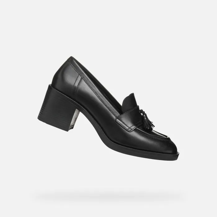 Woman Geox Heels SERILDA 60 WOMAN Black Heeled Loafers Black
