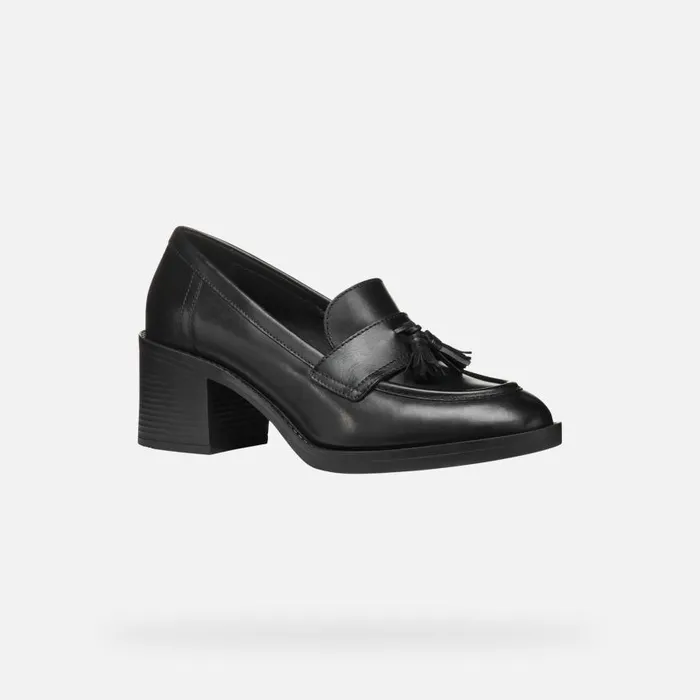 Woman Geox Heels SERILDA 60 WOMAN Black Heeled Loafers Black
