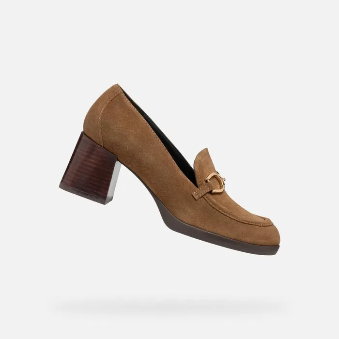 Woman Geox Heels WALK PLEASURE 55 WOMAN Mud Heeled Loafers Mud