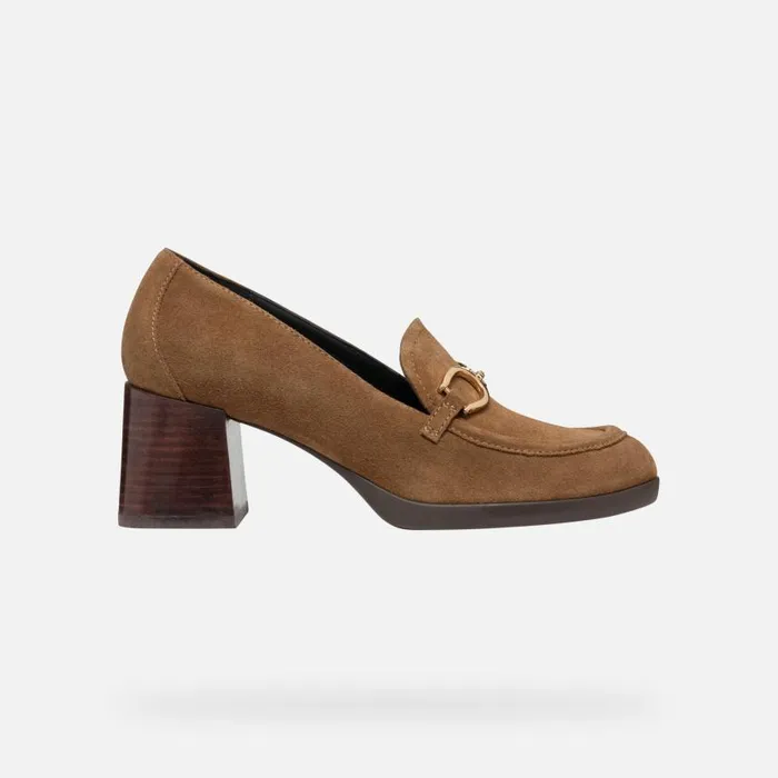 Woman Geox Heels WALK PLEASURE 55 WOMAN Mud Heeled Loafers Mud
