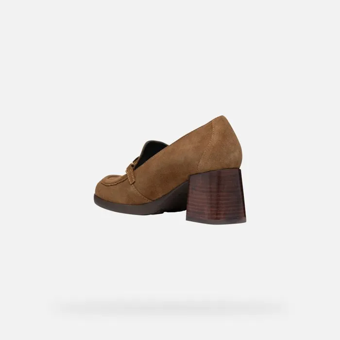 Woman Geox Heels WALK PLEASURE 55 WOMAN Mud Heeled Loafers Mud