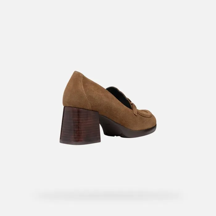 Woman Geox Heels WALK PLEASURE 55 WOMAN Mud Heeled Loafers Mud