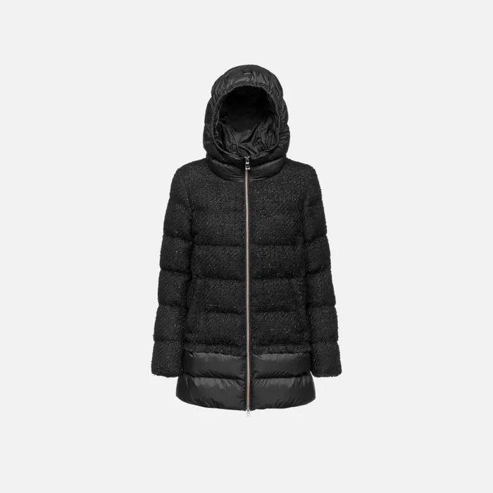 Woman Geox Jackets MANILVA WOMAN BlackBlack Long Parka Blackblack