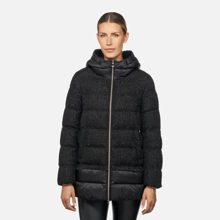 Woman Geox Jackets MANILVA WOMAN BlackBlack Long Parka Blackblack