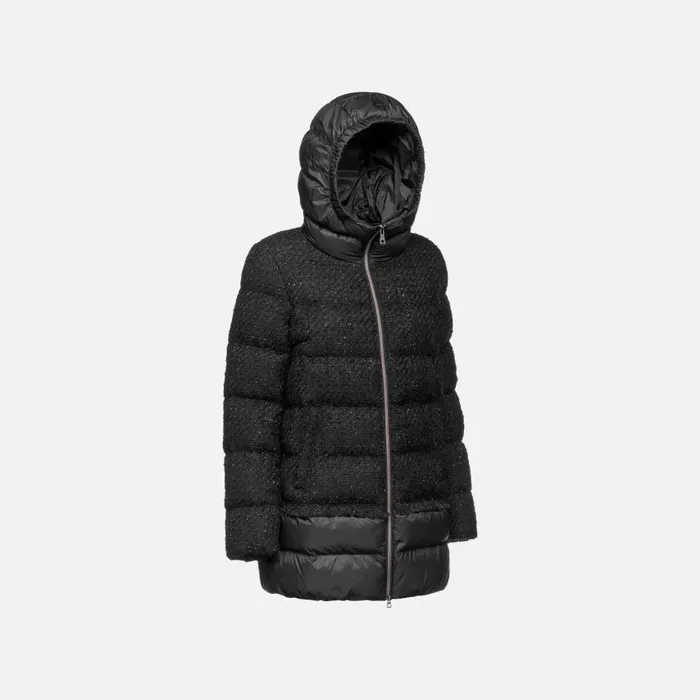 Woman Geox Jackets MANILVA WOMAN BlackBlack Long Parka Blackblack