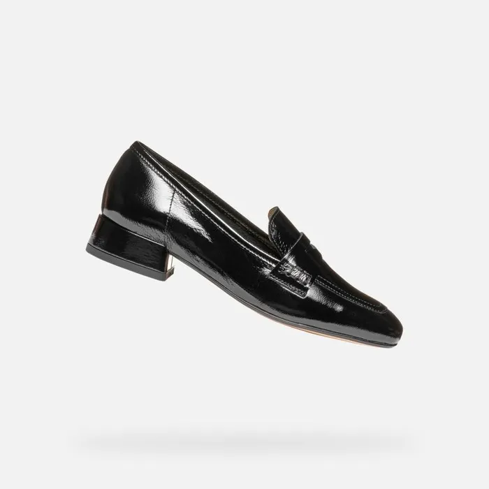 Woman Geox Loafers DHYALMA WOMAN Black Leather Loafers Black