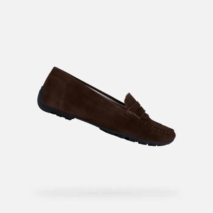 Woman Geox Loafers KOSMOPOLIS GRIP Suede Loafers Coffee Woman Geox Coffee