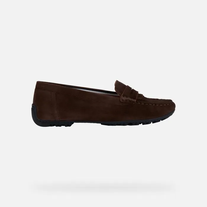 Woman Geox Loafers KOSMOPOLIS GRIP Suede Loafers Coffee Woman Geox Coffee