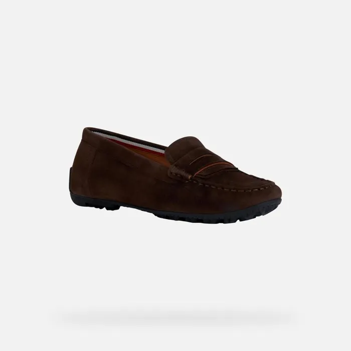 Woman Geox Loafers KOSMOPOLIS GRIP Suede Loafers Coffee Woman Geox Coffee