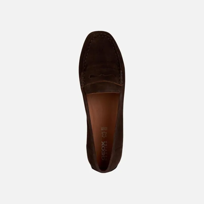Woman Geox Loafers KOSMOPOLIS GRIP Suede Loafers Coffee Woman Geox Coffee