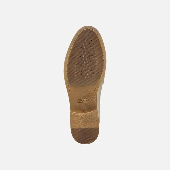 Woman Geox Loafers PROMETYA WOMAN Beige Leather Loafers Beige