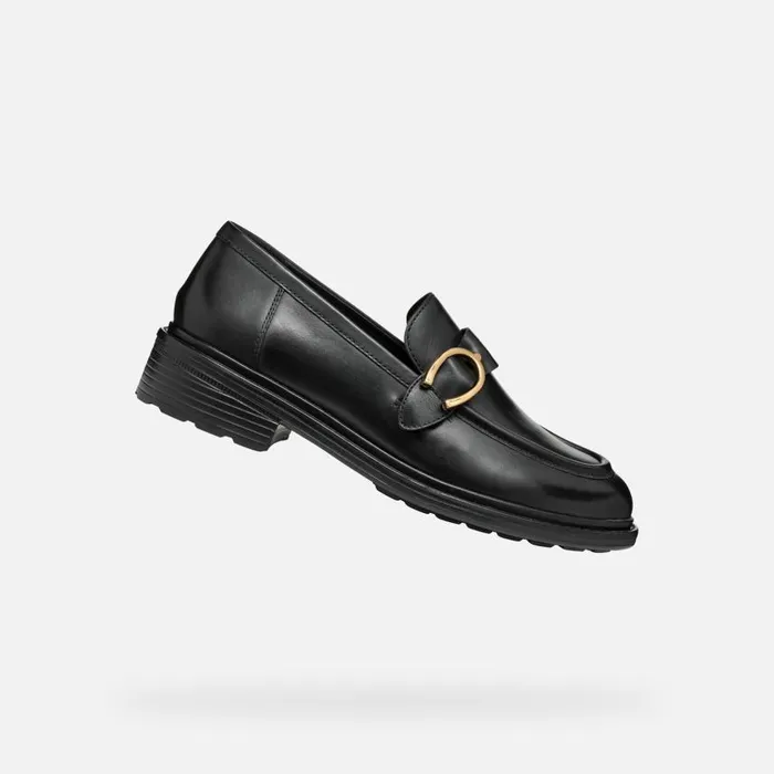Woman Geox Loafers WALK PLEASURE WOMAN Black Leather Loafers Black