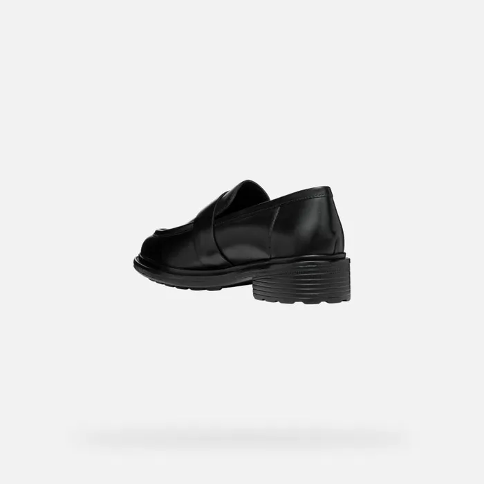Woman Geox Loafers WALK PLEASURE WOMAN Black Leather Loafers Black