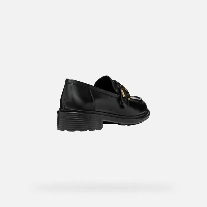 Woman Geox Loafers WALK PLEASURE WOMAN Black Leather Loafers Black