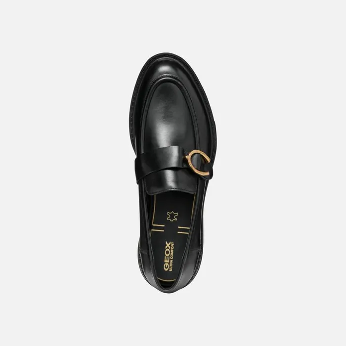 Woman Geox Loafers WALK PLEASURE WOMAN Black Leather Loafers Black