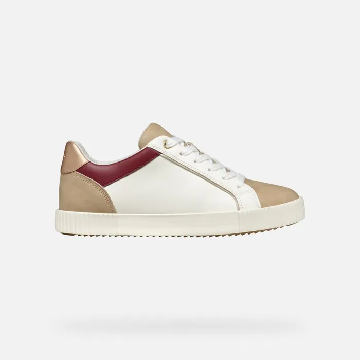 Woman Geox Sneakers BLOMIEE WOMAN Optic WhiteLight Taupe Low Top Sneakers Optic Whitelight Taupe