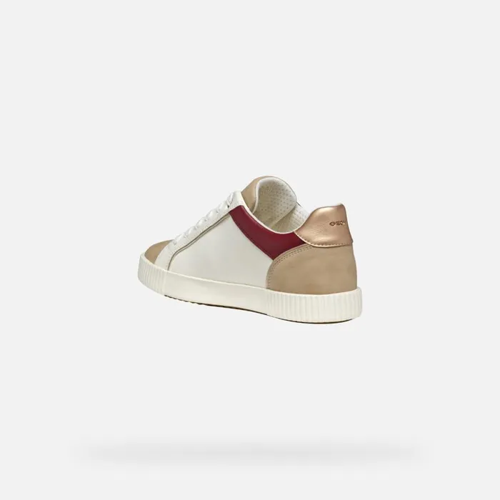 Woman Geox Sneakers BLOMIEE WOMAN Optic WhiteLight Taupe Low Top Sneakers Optic Whitelight Taupe