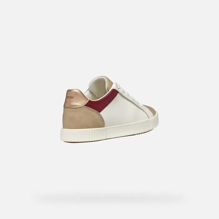 Woman Geox Sneakers BLOMIEE WOMAN Optic WhiteLight Taupe Low Top Sneakers Optic Whitelight Taupe
