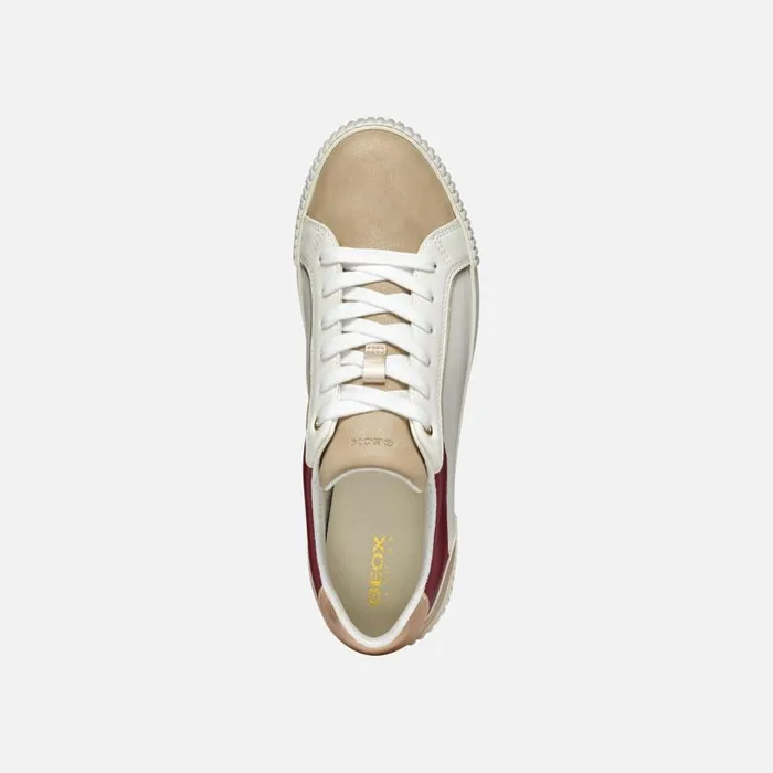 Woman Geox Sneakers BLOMIEE WOMAN Optic WhiteLight Taupe Low Top Sneakers Optic Whitelight Taupe