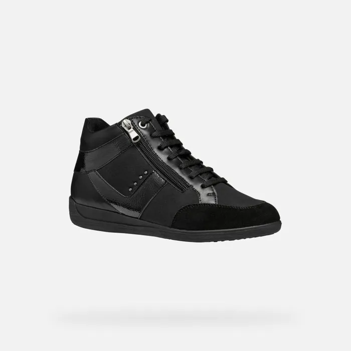 Woman Geox Sneakers MYRIA WOMAN Black High Top Sneakers Black