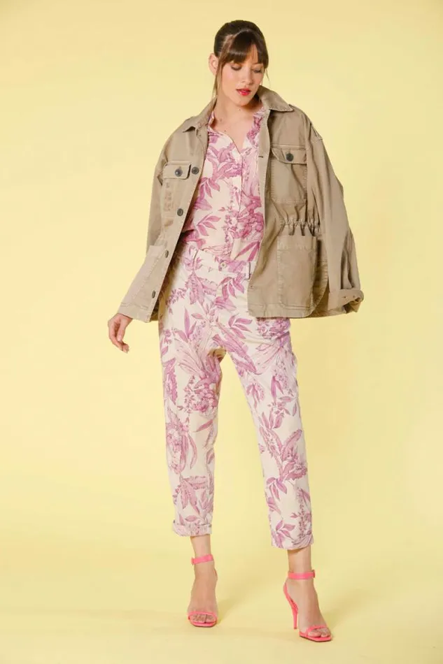 Woman Linda Summer Chino Jogger Pants In Tencel Twill With Flower Print Relaxed Mason039s Pants