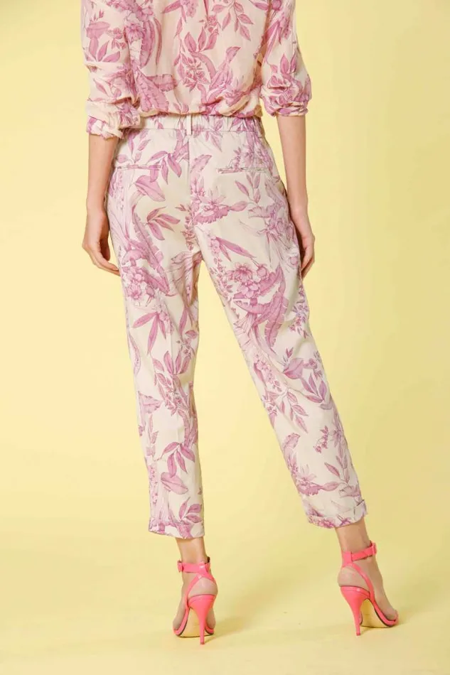 Woman Linda Summer Chino Jogger Pants In Tencel Twill With Flower Print Relaxed Mason039s Pants